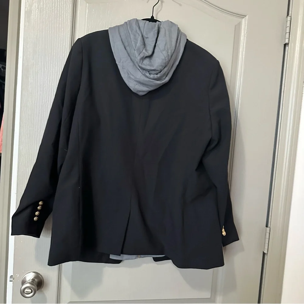 SuperSoftTwill Black Blazer with Gray Hoodie and Gold Buttons XL Layering - Picture 5 of 5